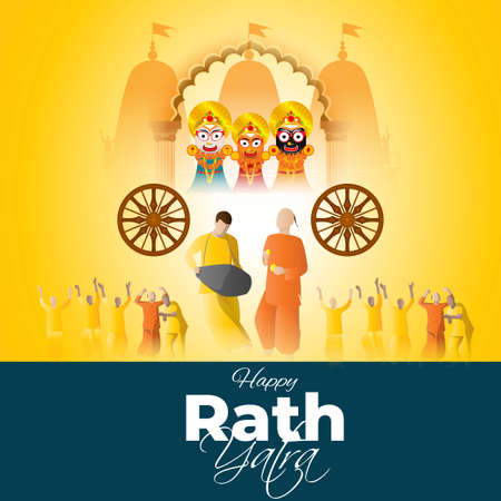 vector illustration for Indian festival Rath Yatra means Chariot Festival.のイラスト素材
