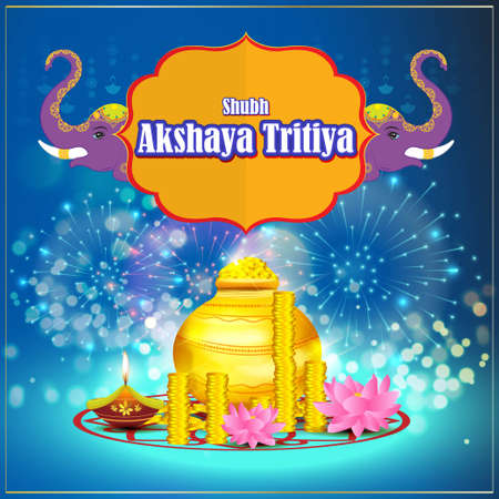 VECTOR ILLUSTRATION  FOR INDIAN FESTIVAL WITH TEXT  AKSHAYA TRITIYA MEANS  AKSHAYA TRITIYA'のイラスト素材