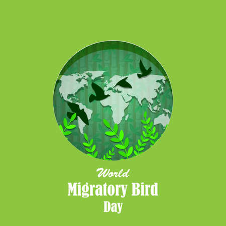 Vector illustration of World Migratory Bird Day, 8 May.のイラスト素材