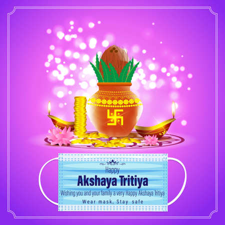 Vector illustration for indian festival with text Akshaya Tritiya means Akshaya Tritiyaのイラスト素材