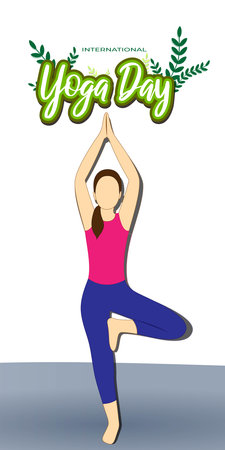 Vector illustration of International Yoga day concept banner, 21 June.のイラスト素材