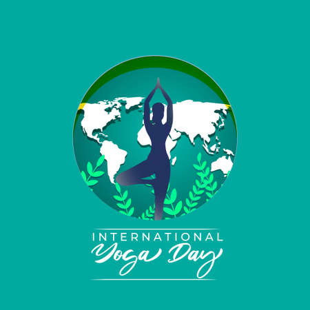 Vector illustration of International Yoga day concept banner, 21 June.のイラスト素材