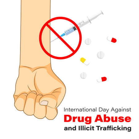 international day against drug abuse and illicit trafficking-vector illustrationのイラスト素材