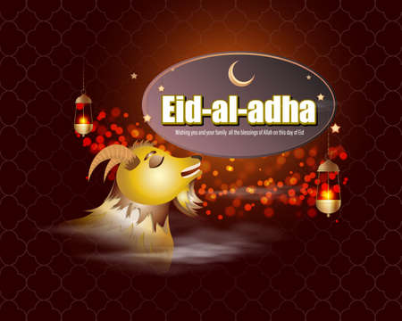 vector illustration of greeting for  Islamic festival with Eid al -Adha means  Eid al -Adhaのイラスト素材