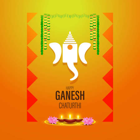 VECTOR ILLUSTRATION FOR INDIAN LORD GANESHA FESTIVAL HAPPY GANESHA CHATURTHI MEANS "HAPPY GANESH CHATURTHI".のイラスト素材