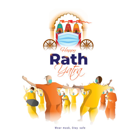 vector illustration for Indian festival Rath Yatra means Chariot Festival.のイラスト素材