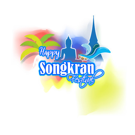 VECTOR ILLUSTRATION  FOR HAPPY SONGKRAN, THAILAND FESTIVAL WITH TEXT SONGKRAN MEANS  NEW YEARのイラスト素材