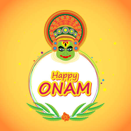 VECTOR ILLUSTRATION OF OFFER BANNER , GREETING FOR INDIAN FESTIVAL ONAM MEANS ONAM. FESTIVE BACKGROUND CONCEPTのイラスト素材