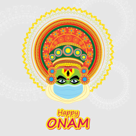 VECTOR ILLUSTRATION OF OFFER BANNER , GREETING FOR INDIAN FESTIVAL ONAM MEANS ONAM. FESTIVE BACKGROUND CONCEPTのイラスト素材