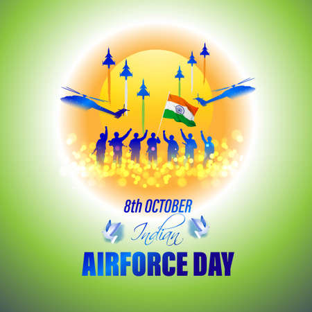 Indian air force day-vector illustration of Indian jet air shows on abstract backgroundのイラスト素材