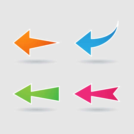 Colorful vector arrows with white borders stickers set.のイラスト素材