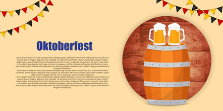 vector illustration for Oktoberfest with beer glassのイラスト素材