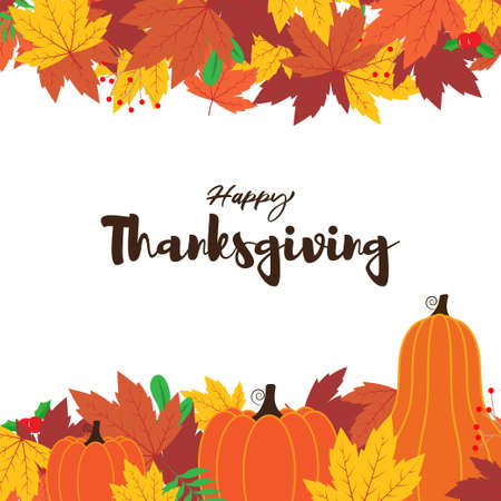 Vector illustration for thanks giving with autumn leaves.のイラスト素材