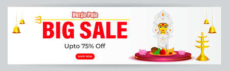 vector illustration for Durga puja sale banner, flyer, posterのイラスト素材