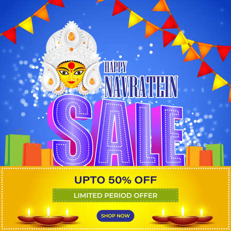 vector illustration for Durga puja sale banner, flyer, posterのイラスト素材
