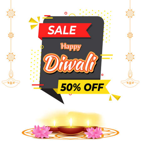 Diwali Festive Season Sale banner, Limited offer Dipawali, Indian festival, Diya lamp, oil lamp, vector illustration offer banner, advertisementのイラスト素材