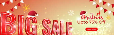 Vector illustration of Merry Christmas sale banner, shop now, Christmas sale template for websのイラスト素材
