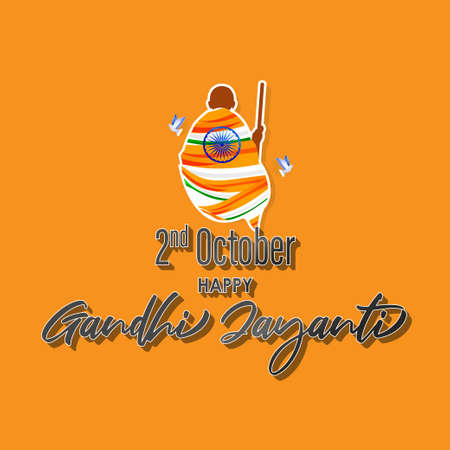 vector illustration for Gandhi Jayanti written Hindi text means 2 October happy Gandhi Jayantiのイラスト素材