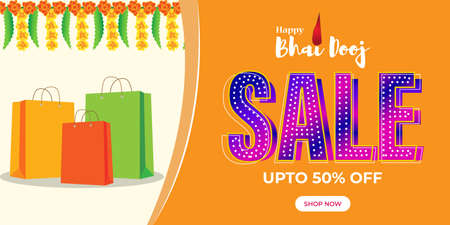 vector illustration of offer banner for an Indian festival Bhai Dooj.のイラスト素材