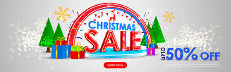 Vector illustration of Merry Christmas sale bannerのイラスト素材