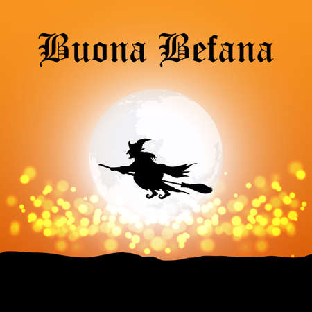 Vector illustration of Epiphany concept greeting. Christian feast day, three wise men on camel, bright star, nativity of Jesus, bokeh background.のイラスト素材