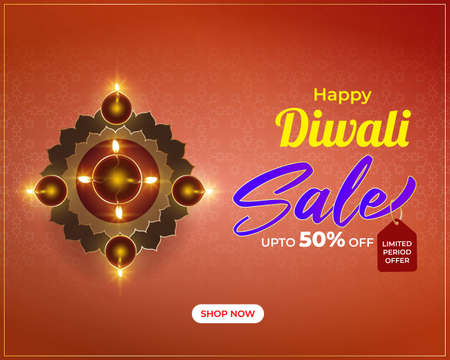 Diwali Festive Season Sale banner, Limited offer Dipawali, Indian festival, Diya lamp, oil lamp, vector illustration offer banner, advertisementのイラスト素材