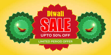 Diwali Festive Season Sale banner, Limited offer Dipawali, Indian festival, Diya lamp, oil lamp, vector illustration offer banner, advertisementのイラスト素材