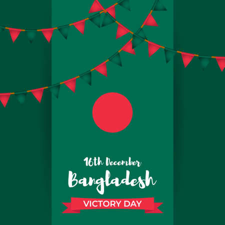 Vector illustration for Bangladesh victory day, national day, soldiers, flag hoisting, pigeon, mountain on abstract background with patriotic color theme.のイラスト素材