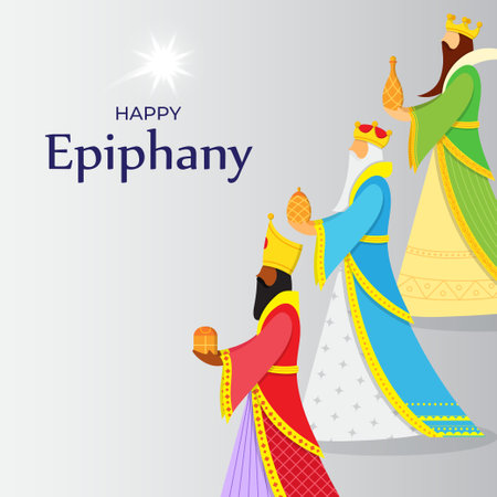 Vector illustration of Epiphany, Christian festival, three wise menのイラスト素材