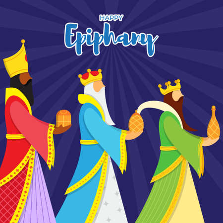 Vector illustration of Epiphany, Christian festival, three wise menのイラスト素材