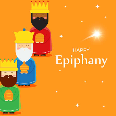 Vector illustration of Epiphany, Christian festival, three wise menのイラスト素材