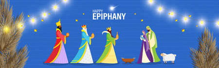 Vector illustration of Epiphany, Christian festival, three wise menのイラスト素材