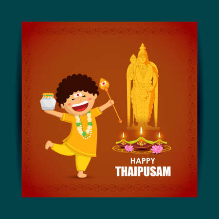 Vector illustration concept of Happy Thaipusam or Thaipoosam greetingのイラスト素材