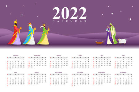 New year 2022 Calendar in modern styleのイラスト素材