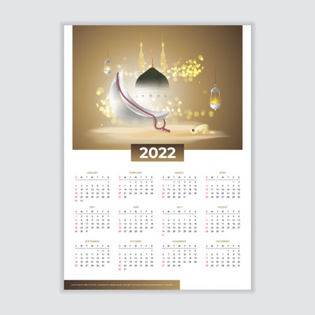 New year 2022 Islamic Calendar in modern styleのイラスト素材