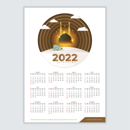 New year 2022 Islamic Calendar in modern styleのイラスト素材