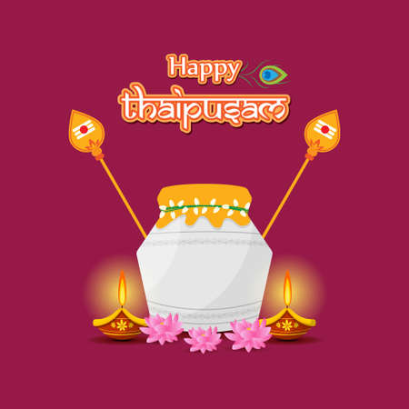 Vector illustration concept of Happy Thaipusam or Thaipoosam greetingのイラスト素材
