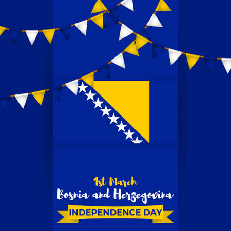 Vector Illustration of Happy Independence day Bosnia and Herzegovinaのイラスト素材