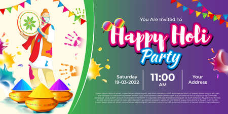 Vector illustration of Holi Party Invitation Templateのイラスト素材