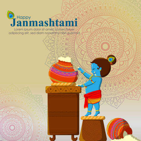 Vector illustration for Indian festival Janmashtami greetingのイラスト素材