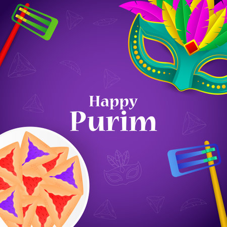 Vector illustration of Happy Purim festival greetingのイラスト素材