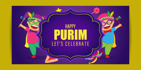 Vector illustration of Happy Purim festival greetingのイラスト素材