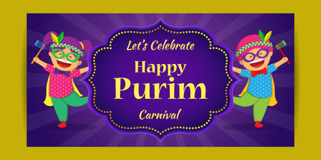 Vector illustration of Happy Purim festival greetingのイラスト素材