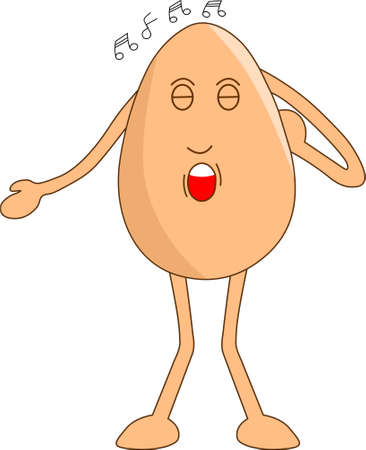 Singer egg cartoon - Singer egg cartoon singing a song. Vector Illustration.のイラスト素材