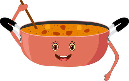 Cute kadhai (cauldron) vector illustration cartoonのイラスト素材