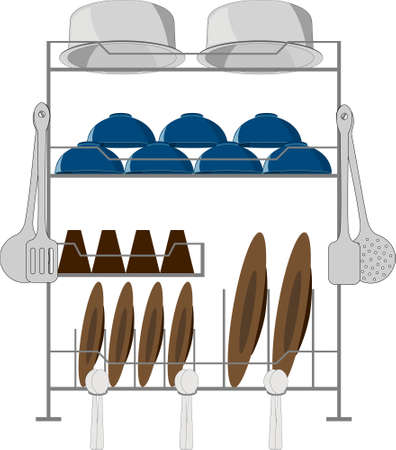 Dish Drying Rack for Kitchen Vector Illustrationのイラスト素材