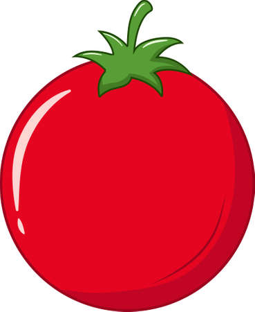 Fresh Single Red Tomato Vector Illustrationのイラスト素材