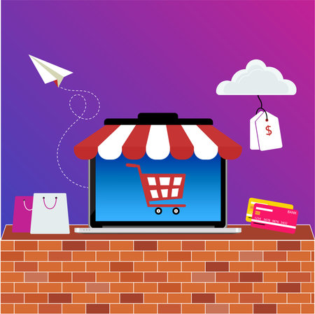 Electronic Shop e-shop Vector Illustration Graphicのイラスト素材