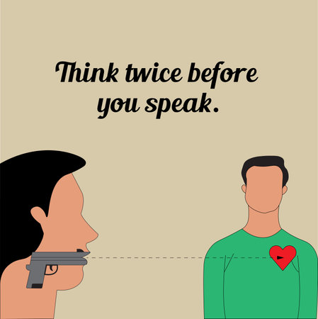 THINK BEFORE YOU SPEAK vector illustration graphicのイラスト素材