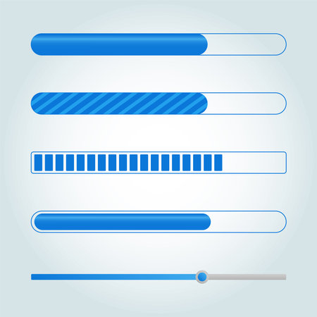 Progress bar. Blue loading bars. Vector illustration for your design.のイラスト素材